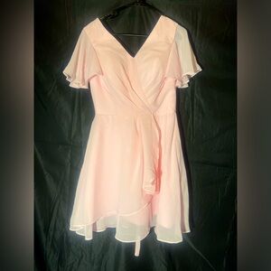 NWT Pastel pink formal cocktail dress corset backing short size small chaun heng